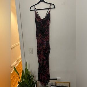 Velvet Sheer Wedding Guest Dress